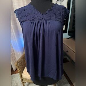 Maurices Navy Blue Eyelet Women's Blouse